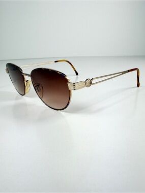 VTG DeadStock FENDI VL7011 Roman Coin Custom Sunglasses Gold Blue Tortoise Set